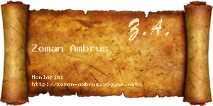 Zeman Ambrus névjegykártya